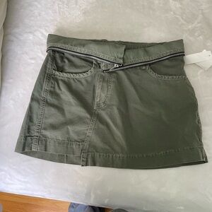 BDG Dark Green Mini Skirt with Zipper Detail